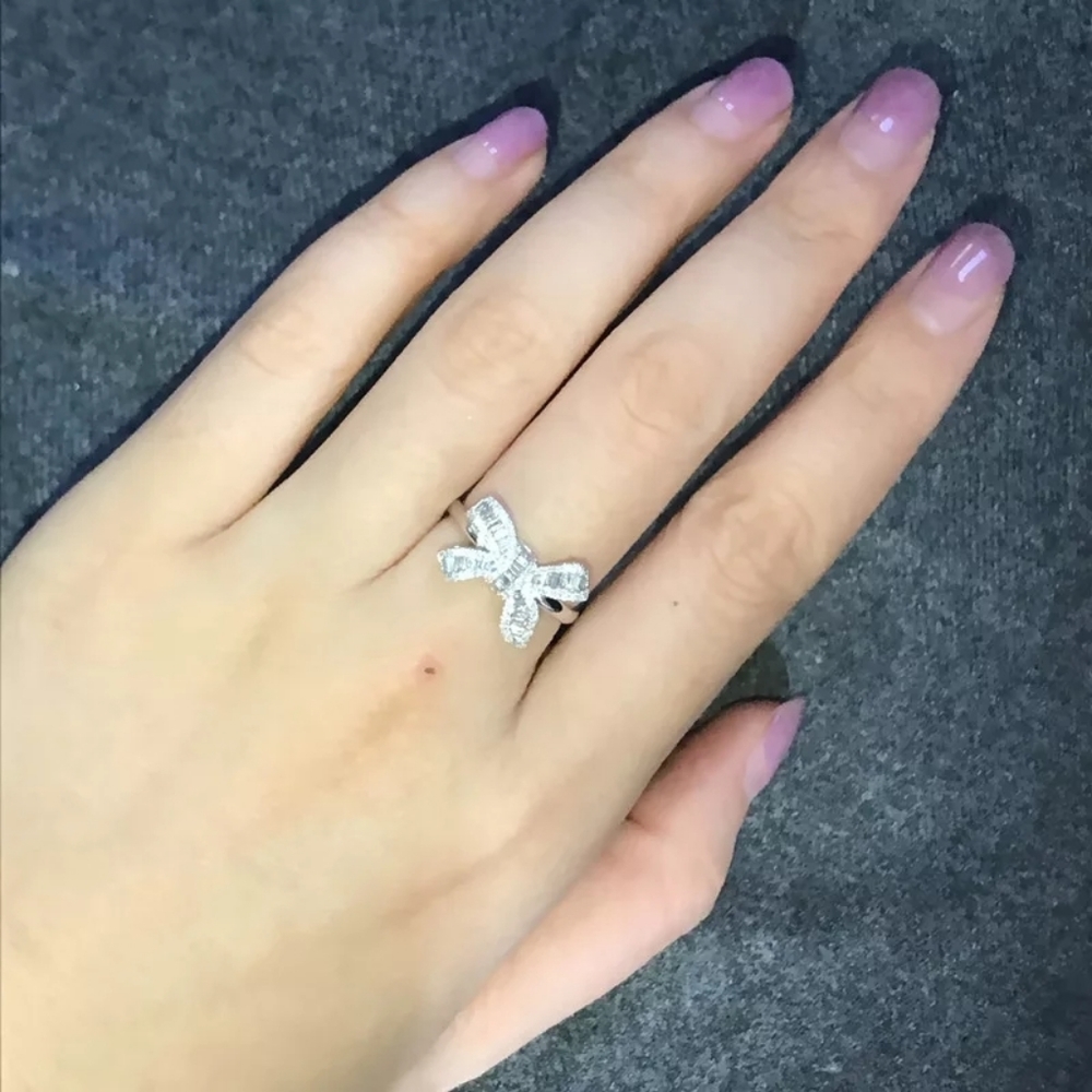 ♡♡Butterfly silver plated Wedding Engagement ring - Picture 2 of 6